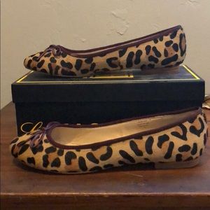 Calfskin leopard print flats, women’s 9.5